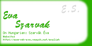 eva szarvak business card